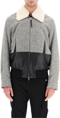 Alexander McQueen Tweed Bomber Jacket With Shearling Collar