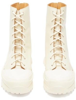 Jil Sander Trek-sole Leather Hiking Boots - Cream