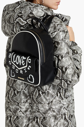 Logo-print faux leather backpack
