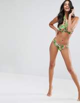 Thumbnail for your product : ASOS FULLER BUST Exclusive Forest Palm Tab Side Bikini Bottom