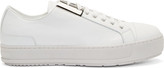 Thumbnail for your product : Neil Barrett White Leather Metal Plate Sneakers