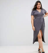 Thumbnail for your product : Club L Plus Short Sleeve Wrap Over Open Split Midi Dress