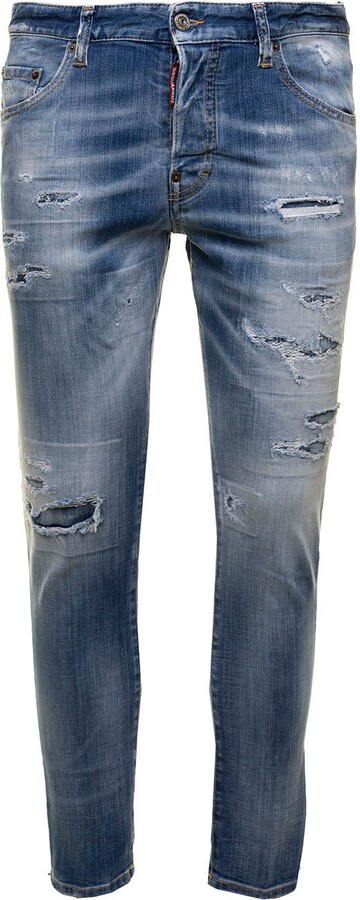 DSQUARED2 Blue Denim Jeans With Tear Inserts D-squared2 Man - ShopStyle