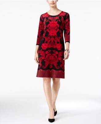 JM Collection Printed 3/4-Sleeve Dress, Created for Macy's
