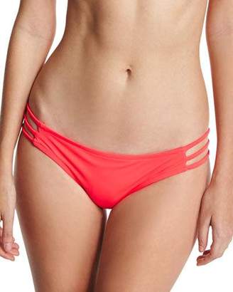 Milly Lanai Italian Solid Strappy Swim Bikini Bottom, Pink