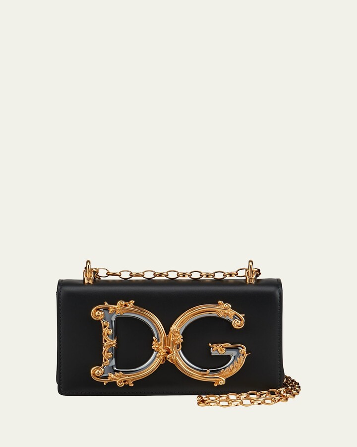 Dolce & Gabbana Girls Barocco Leather Shoulder Bag