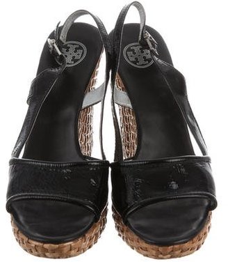 Tory Burch Patent Leather Wedge Sandals