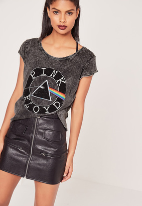Missguided Pink Floyd T Shirt Washed Grey