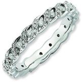 Thumbnail for your product : Diamond 3.5mm Spiral Eternity Band Sterling Silver Stackable Ring
