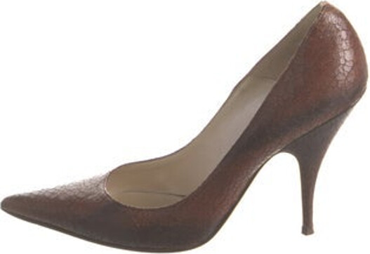 Christian Dior Leather Pumps Brown Pointed-Toes Designer