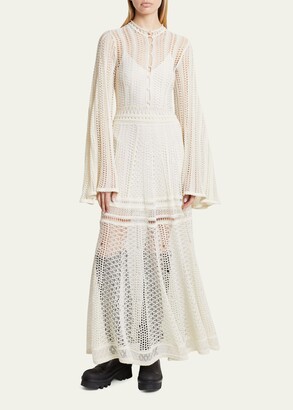 Chloé Cashmere Blend Lace Knit Maxi Dress