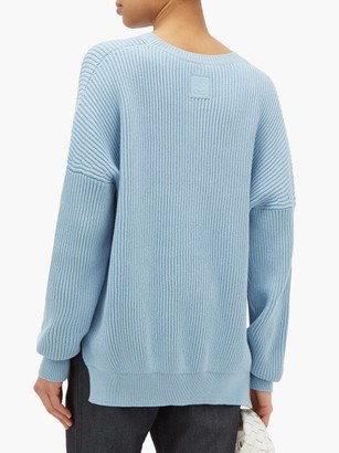 Loewe Dropped-shoulder Ribbed Cotton Sweater - Light Blue