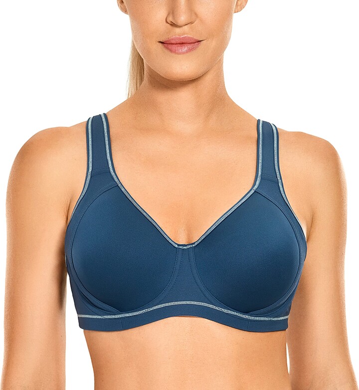 SYROKAN Women's Sports Bra High Impact Underwire Support Full Coverage