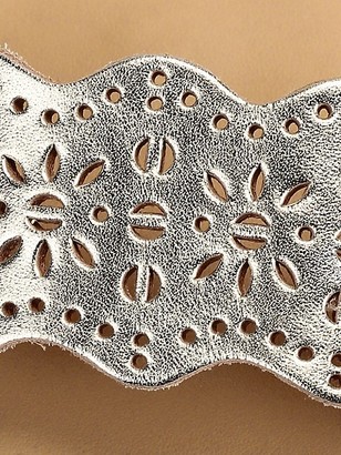 Soludos Cadiz Wave Perforated Metallic Leather Espadrille Sandals