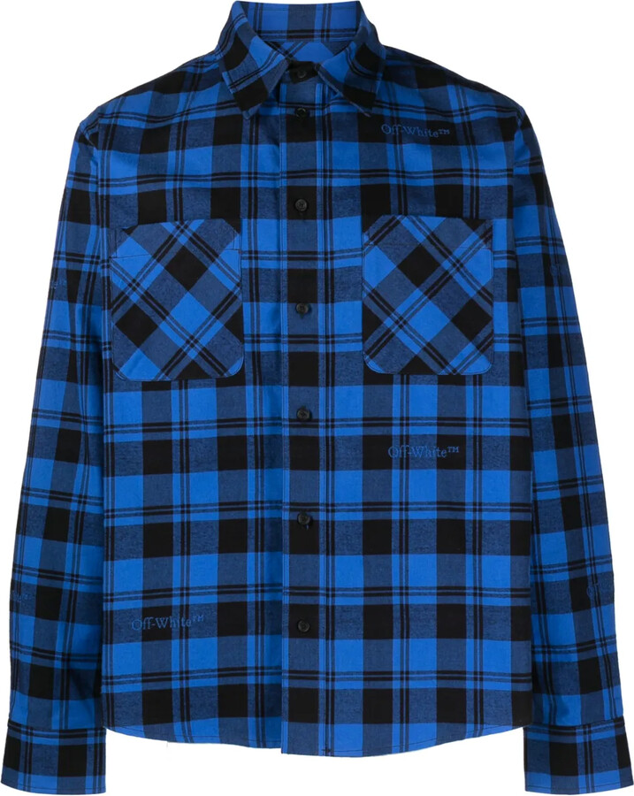 トップス OFF-WHITE Cotton Check Shirt size L Off-White Check-Print Zip-Up Shirt - ShopStyle