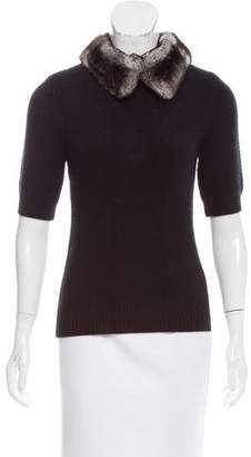 Carolina Herrera Fur-Trimmed Cashmere Sweater w/ Tags