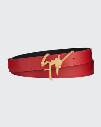 for Men Giuseppe Zanotti Leather Linum in Black Red Mens Accessories Belts 