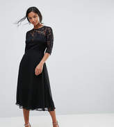 Thumbnail for your product : Elise Ryan Petite Lace Skater Dress With Ladder Trim
