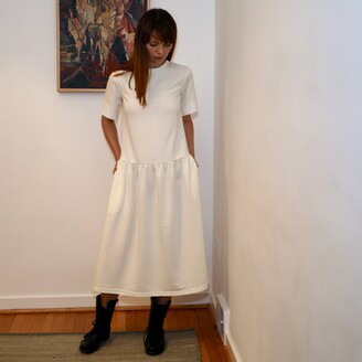 Onīrik - Luca Sweatshirt Dress In Vintage White Cotton