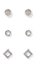 Thumbnail for your product : New York & Co. Pavé Silvertone Post Earring Set