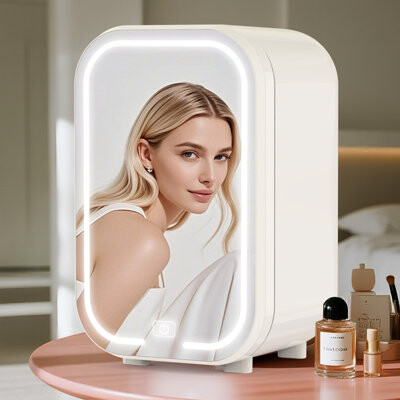 Advwin 22l Mini Skincare Fridge With Led Mirror, Small Beauty Fridge For Comestic Storage, 44°f Intelligent Temperature Control, Personal Makeup Refrigerato