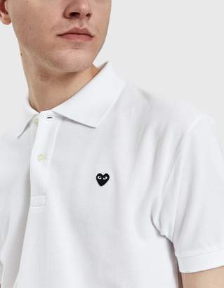 Comme des Garcons Play Black Small Heart Polo in White