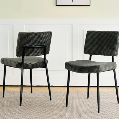Grey Bedroom Chairs With Metal Base, Of 2. Fabric Cover, And Ergonomic Upholstered Chairs, Legs. Versatile. For Dining Area. Supports Up To 250 Pounds