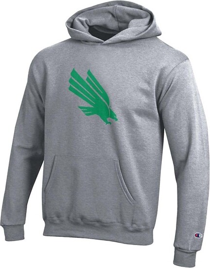 North Texas Mean Green Champion Kids Hoodie Small Grey