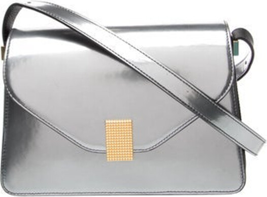 Lanvin Shoulder Bag Metallic & Silver Leather Gold-Tone Hardware Flat Handle Single Exterior Pocket Leather Lining & Dual Interior Pockets Push-Lock Closure at Front Unfortunately, due to restrictions, this item may not be eligible for shipping in all areas. | Lanvin Leather Shoulder Bag in Metallic/Silver