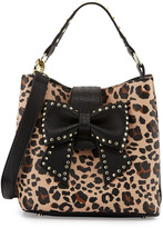 Thumbnail for your product : Betsey Johnson Stud-Bow Leopard-Print Shoulder Bag, Black/Tan