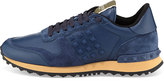 Thumbnail for your product : Valentino Rockstud-Trim Leather Trainer, Indigo