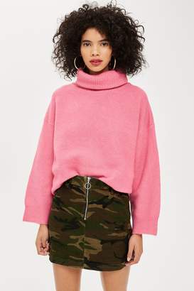 Topshop Womens Petite Camouflage Corduroy Skirt - Khaki