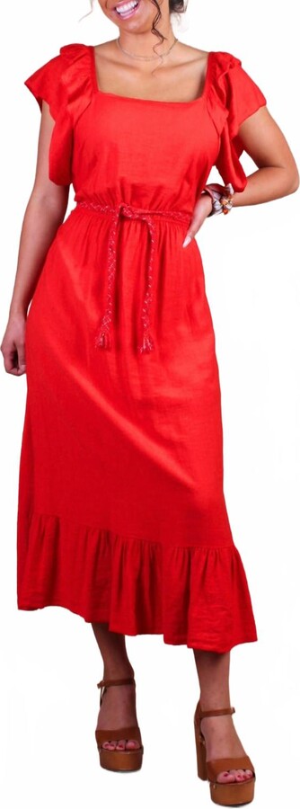 GIGI MODA Latera Midi Dress In Red