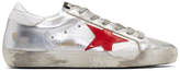 Thumbnail for your product : Golden Goose Silver and Red Superstar Sneakers