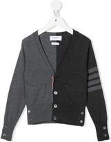 Thumbnail for your product : Thom Browne Kids two-tone V-neck cardigan