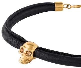 Alexander McQueen Double Skull Leather Choker Necklace