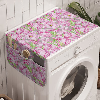 East Urban Home Floral Washing Machine Organizer Pack of 2 47" x 18.5" Soft Pink and Apple Green