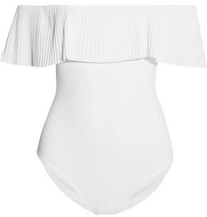 Karla Colletto Josephine Off-The-Shoulder Pleated Swimsuit