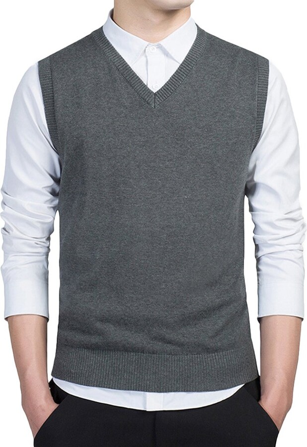 iClosam Mens Sweater Vest Casual V-Neck Sweater Vest Pullover 