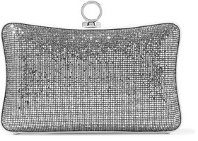 Halston Sequined And Glittered Leather Clutch