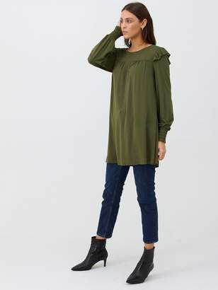 Very Frill Sleeve Tunic - Olive