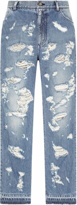 Dolce & Gabbana Blue Men's Distressed Jeans | Shop the world's 