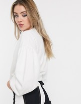 Thumbnail for your product : Bershka join life cropped sweat top in white