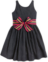 Thumbnail for your product : Ralph Lauren Bow-Belted Denim Fit-And-Flare Dress, Indigo Wash, Sizes 2T-3T
