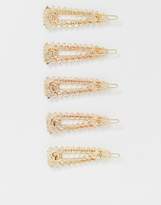 Thumbnail for your product : ASOS DESIGN pack of 5 snap shape hair clips in colour pop beads