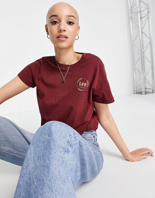 Lee Jeans flower logo tee in dark red - ShopStyle T-shirts