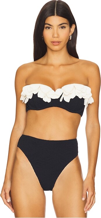 PatBO Breeze Jacquard Flower Applique Bikini Top