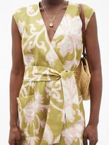 Thumbnail for your product : CALA DE LA CRUZ Madeline Floral-print Linen Wide-leg Jumpsuit - Green Multi