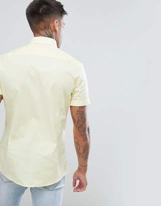 ASOS Design Skinny Shirt In Yellow With Short Sleeves