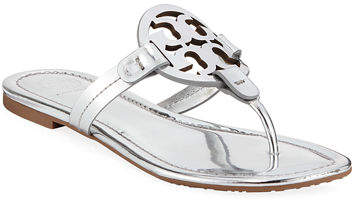 tory burch silver flip flops